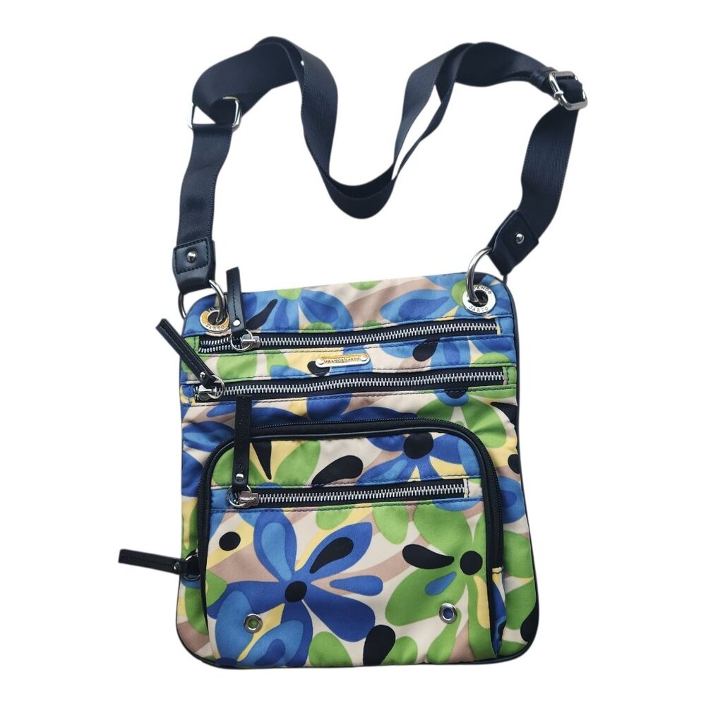 Franco Sarto Floral Crossbody Bag With Adjustable Strap Zipper Compartments